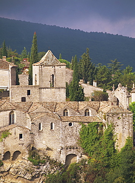 Stone walls and tower at Vaison la Romaine, in Provence, France, Europe