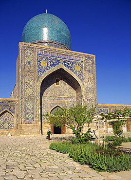 The mosque in the Tilla Kari Madrasah in Registan Square, Samarkand, Uzbekistan, Central Asia, Asia