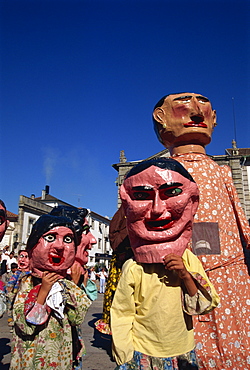 Masks and Giants parade, Romaria da Seniora d'Agonia, Viana do Castelo, Minho, Portugal, Eurpoe