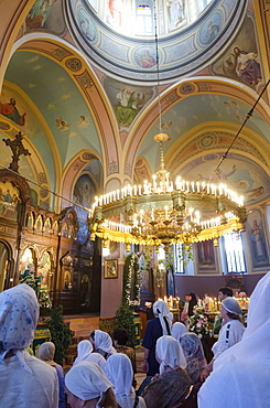 Saturday mass at the Trinity Russian Orthodox Church in the Russian Compound, Jerusalem, Israel, Middle East