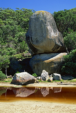 Giant boulders and rocks above a coloured stream at Wilsons Promontory, Victoria, Australia, Pacific