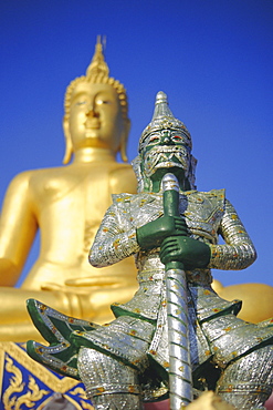 Giant statue of Buddha and guard, Koh Samui, Thailand, Asia