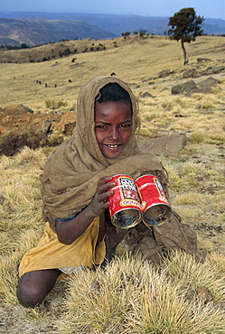 Mountain child, Simien Mountains, Ethiopia, Africa