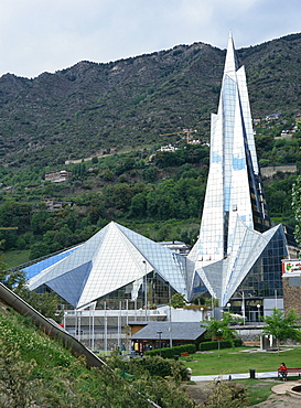 The Caldea, built in the 1990s using natural hot spas it has become a major tourist attraction in the capital, Andorra la Vella, Andorra, Europe