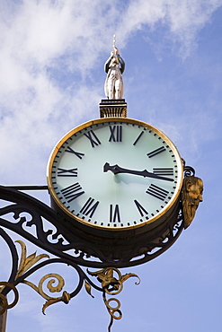 Little Admiral Clock on church of St. Martin-le-Grand in Coney Street, city centre, York, Yorkshire, England, United Kingdom, Europe