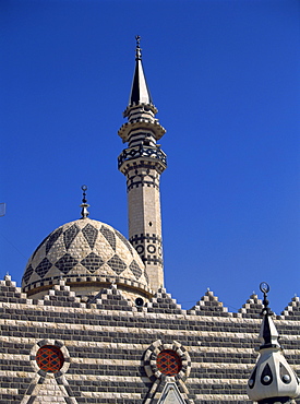 The dome and minaret of the Darwish Mosque, Amman, Jordan, Middle East