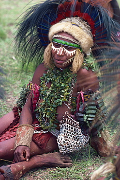 Portrait of an Asaro woman with facial decoration, in Papua New Guinea, Pacific Islands, Pacific