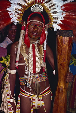 Portrait of a child with facial and body decoration at a Sing-sing in Papua New Guinea, Pacific Islands