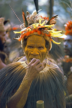 Portrait of an Asaro elder with facial and body decoration, Papua New Guinea, Pacific