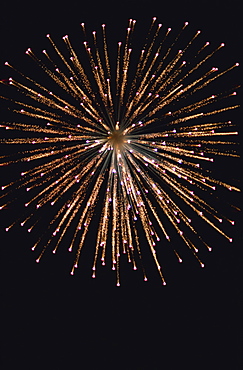 Golden rain firework display, Eastbourne, England, United Kingdom, Europe