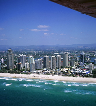 Aerial view of central area of Surfers Paradise, Gold Coast, Queensland, Australia, Pacific