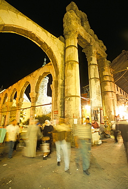 Souq al-Hamidiyya, Old City's main covered market, at night, Damascus, Syria, Middle East