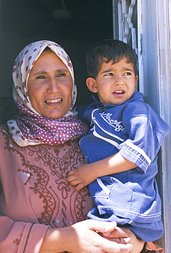 Bedouin mother and her son, near Dead Sea, Jordan, Middle East