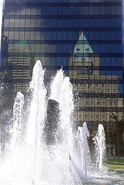 Reflection of the Fairmont Hotel, Vancouver, British Columbia, Canada, North America