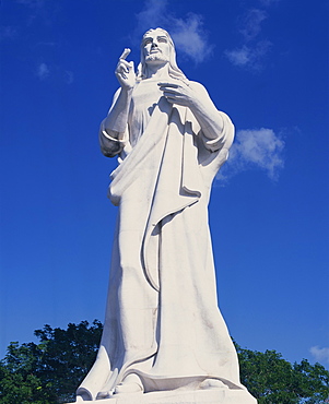 White stone statue of Jesus Christ in Havana, Cuba, West Indies, Central America