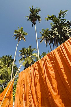 Monks washing on line drying, Luang Prabang, Laos, Indochina, Southeast Asia, Asia