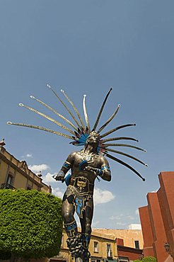 Statue of Indian dancer, Queretaro, Queretaro State, Mexico, North America