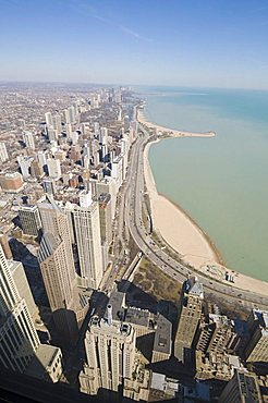 Lake Michigan taken from the Hancock Building, Chicago, Illinois, United States of America, North America