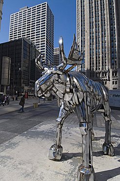 Statue of Moose, near Tribune Building, Chicago, Illinois, United States of America, North America