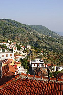 Hill town of Glossa, Skopelos, Sporades Islands, Greek Islands, Greece, Europe