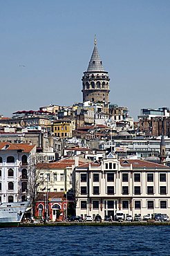 Galata Tower in background, The Bosporus, Istanbul, Turkey, Europe