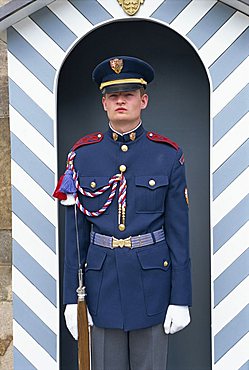 Guard at Prague Castle, Prague, Czech Republic, Europe