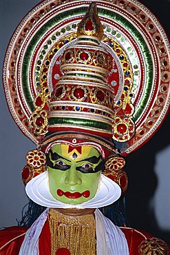 Kathakali dancer in costume, Kerala state, India, Asia