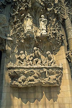 Detail, Gaudi's cathedral, Sagrada Familia, Barcelona, Catalonia, Spain, Europe