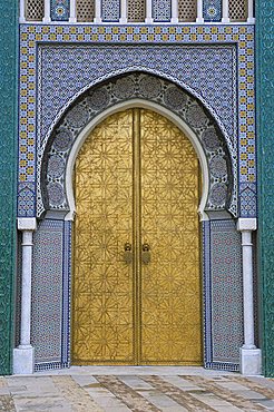 Ornate doorway, the Royal Palace, Fez, Morocco, North Africa, Africa