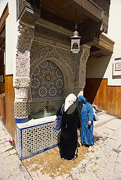 Fountain in the old city or medina, Fez, Morocco, North Africa, Africa