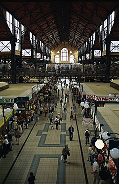 In the Great Market Hall or Nagy Varsarcsarnok on the Pest side, Budapest, Hungary, Europe