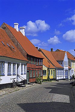 Colourful houses, Aeroskobing, island of Aero, Denmark, Scandinavia, Europe