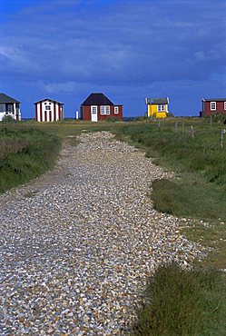 Beach huts, Aeroskobing, island of Aero, Denmark, Scandinavia, Europe