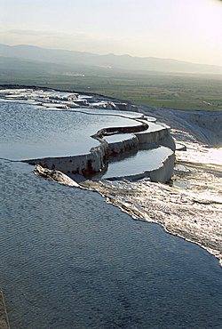 Travertine terraces, Pamukkale, UNESCO World Heritage Site, Anatolia, Turkey, Asia Minor