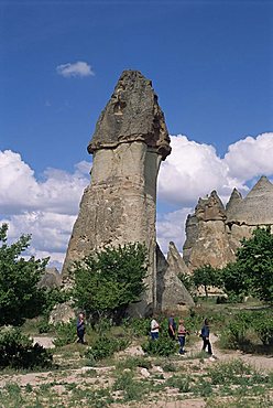 Erosion with volcanic tuff pillars. Pasabagi, near Goreme, Cappadocia, Anatolia, Turkey, Asia Minor, Asia