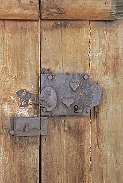 Close-up of lock on an old door, Goreme, Cappadocia, Anatolia, Turkey, Asia Minor, Asia