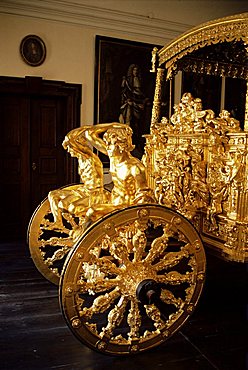 Detail from the golden Eggenberg carriage, the Castle, Cesky Krumlov, Czech Republic, Europe