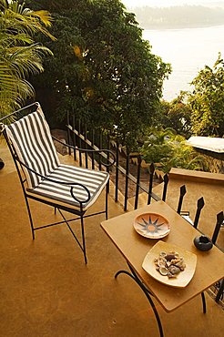 View of the Tiracol River and Arabian Sea from Fort Tiracol, now a heritage hotel, Goa, India, Asia