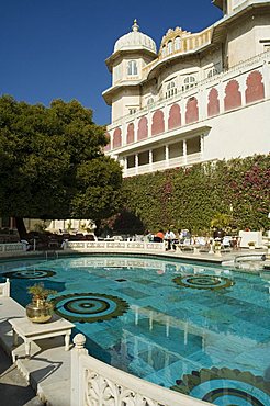 Shiv Niwas Palace, a former royal guest house and now a heritage hotel, Udaipur, Rajasthan state, India, Asia