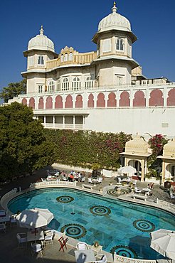 Shiv Niwas Palace, a former royal guest house and now a heritage hotel, Udaipur, Rajasthan state, India, Asia