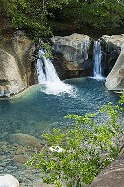 Waterfall on the Colorado River, Hacienda Guachipelin, near Rincon de la Vieja National Park, Guanacaste, Costa Rica, Central America