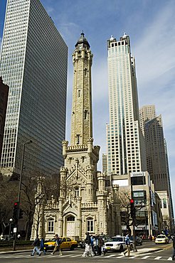 The historic Water Tower, near the John Hancock Center, Chicago, Illinois, United States of America, North America