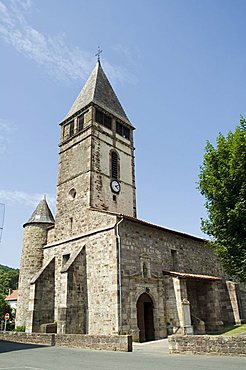 Old church in St. Etienne de Baigorry, Basque country, Pyrenees-Atlantiques, Aquitaine, France, Europe