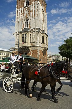 Town Hall Tower (Ratusz), Main Market Square (Rynek Glowny), Old Town District (Stare Miasto), Krakow (Cracow), UNESCO World Heritage Site, Poland, Europe