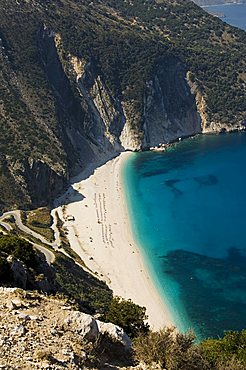 Myrtos Beach, the best beach for sand near Assos, Kefalonia (Cephalonia), Greece, Europe