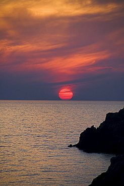 Sunset, Assos, Kefalonia (Cephalonia), Ionian Islands, Greece, Europe