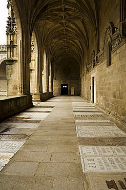 Graves in the cloisters of Santiago Cathedral, Santiago de Compostela, Galicia, Spain, Europe