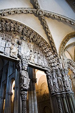 Details from the Porch of La Gloria, a masterpiece of Romanesque art, Santiago cathedral, UNESCO World Heritage Site, Santiago de Compostela, Galicia, Spain, Europe