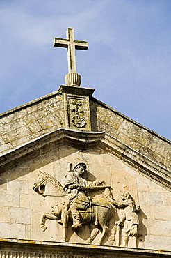 Detail of front of church of San Martin Pinario, Santiago de Compostela, Galicia, Spain, Europe