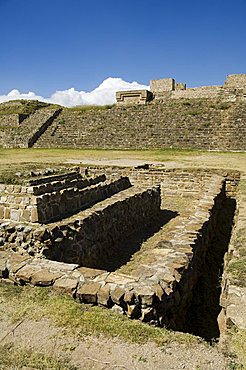 Water cistern, the ancient Zapotec city of Monte Alban, UNESCO World Heritage Site, near Oaxaca City, Oaxaca, Mexico, North America